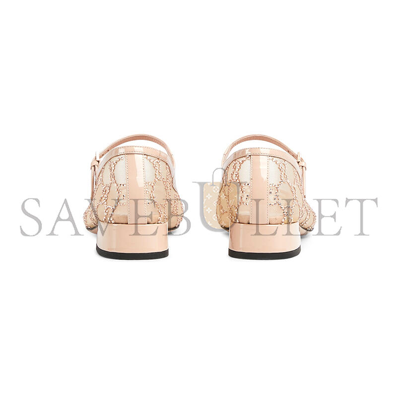 GUCCI WOMEN'S GG CRYSTAL BALLET FLAT 836809